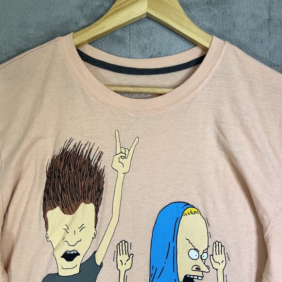 Beavis and Butt-Head Long Sleeve T-Shirt Adult Large Peach MTV 2018 Cotton Blend - Picture 4 of 10